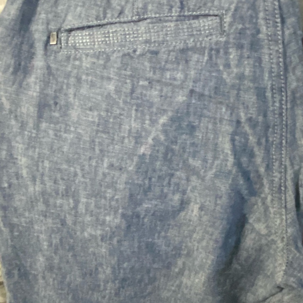 Pilcro And The Letterpress Anthropologie Pant Women Size2 Blue Linen‎ Wide Leg - Picture 2 of 7